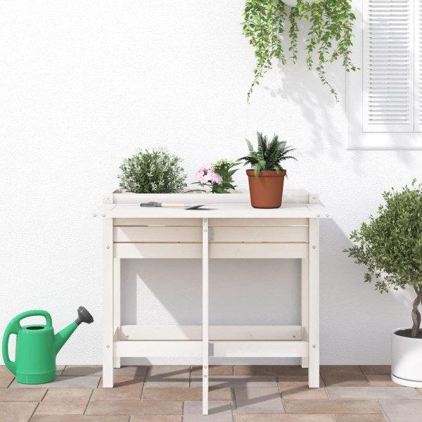 Jardinera con tapa plegable madera maciza de pino blanca M 3