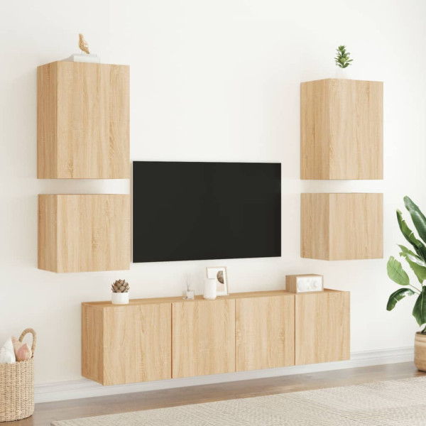 Mueble TV de pared madera ingeniería roble Sonoma 40.5x30x40 cm M 4