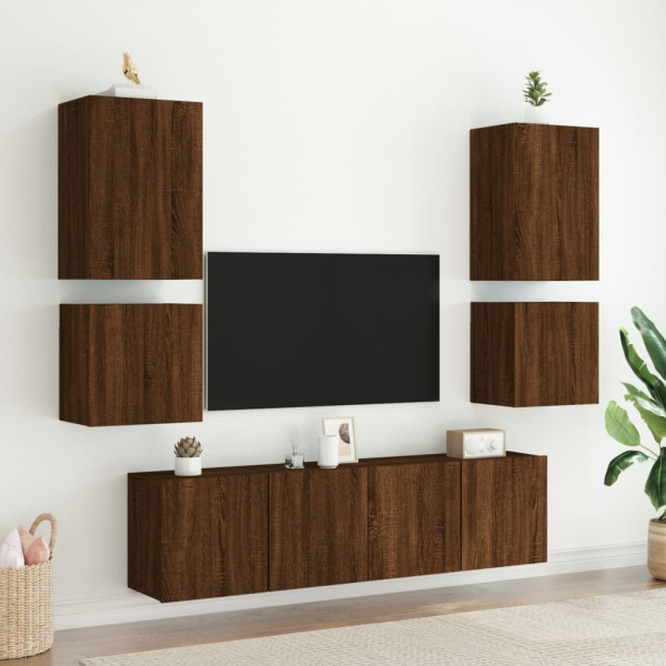 Muebles de TV de pared 2 uds madera marrón roble 40.5x30x40 cm M 4