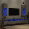 Muebles de TV con luces LED 2 uds gris hormigón 30.5x30x90 cm 4