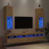 Muebles de TV con luces LED 2 uds roble Sonoma 30.5x30x102 cm 4