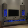 Móveis de TV com luzes LED 2 pcs 30.5x30x102cm cinzento cimento 4