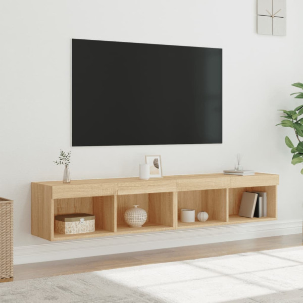 Muebles de TV con luces LED 2 uds roble Sonoma 80x30x30 cm D