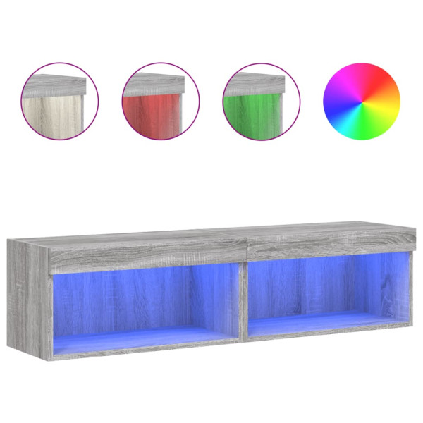 Mueble de TV con luces LED gris Sonoma 60x30x30 cm M 2