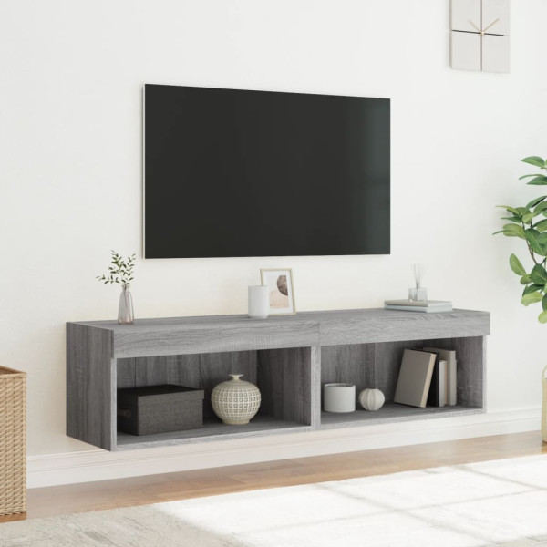 Mobiliário de TV com luzes LED cinza Sonoma 60x30x30 cm M 5