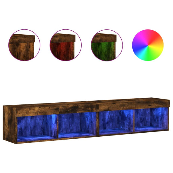 Móveis de TV com luzes LED 2 pcs 80x30x30 cm carvalho fumado M 2