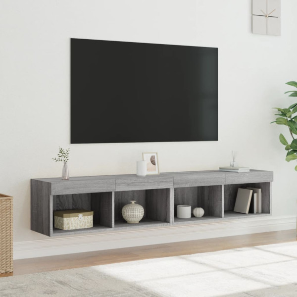 Mueble de TV con luces LED gris Sonoma 80x30x30 cm D