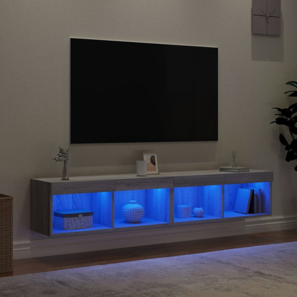 Mueble de TV con luces LED gris Sonoma 80x30x30 cm M 4