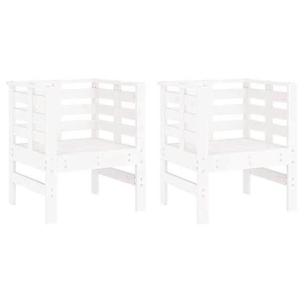 Cadeiras de jardim 2 pcs 61.5x53x71 cm pinho maciço branco M 2