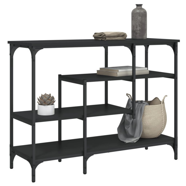 Mesa consola con estantes negro 100x35x75 cm D