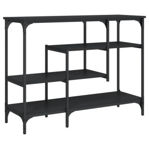 Mesa consola con estantes negro 100x35x75 cm H