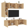 Muebles de TV de pared 5 pzas madera de ingeniería roble Sonoma 1