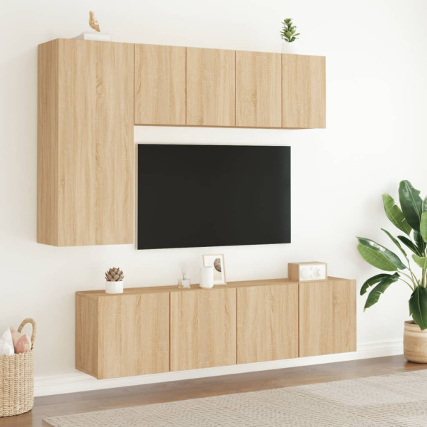 Muebles de TV de pared 5 pzas madera de ingeniería roble Sonoma M 3