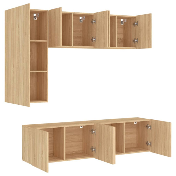 Muebles de TV de pared 5 pzas madera de ingeniería roble Sonoma M 4