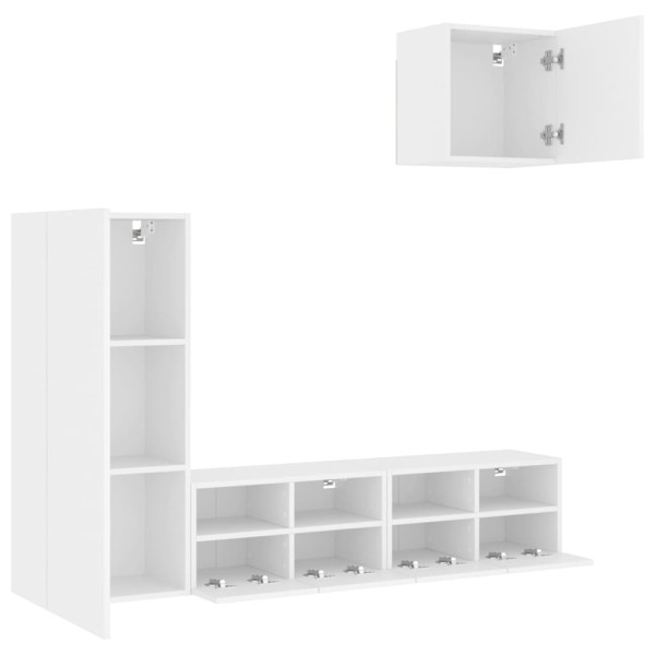 4 pcs móveis de parede p/ TV derivados de madeira branco M 4