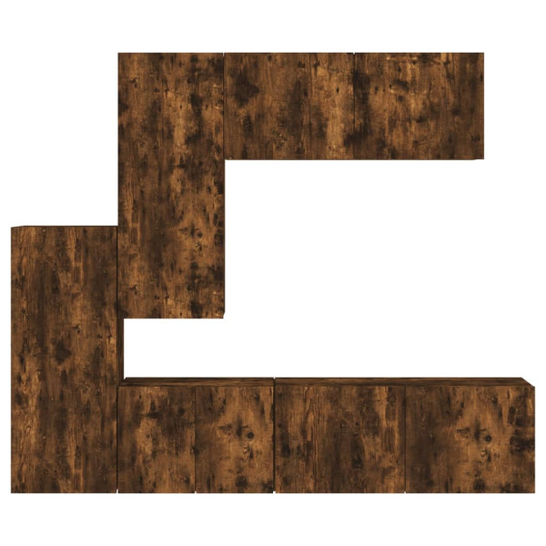 Muebles de TV de pared 5 pzas madera ingeniería roble ahumado M 5