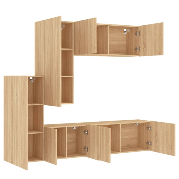 Muebles de TV de pared 5 pzas madera de ingeniería roble Sonoma M 4
