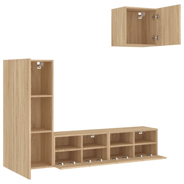 Muebles de TV de pared 4 pzas madera de ingeniería roble Sonoma M 4