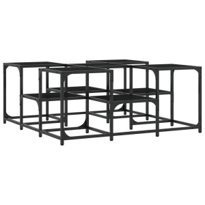 Mesa de centro madera de ingeniería negro 91x91x40 cm H