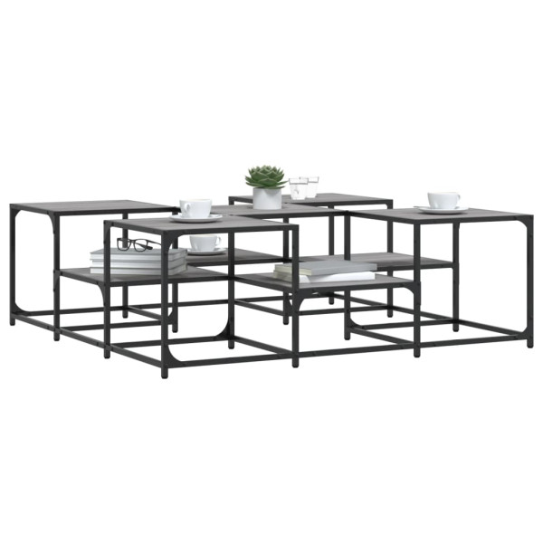 Mesa de centro madera de ingeniería gris Sonoma 121x121x40 cm M 4