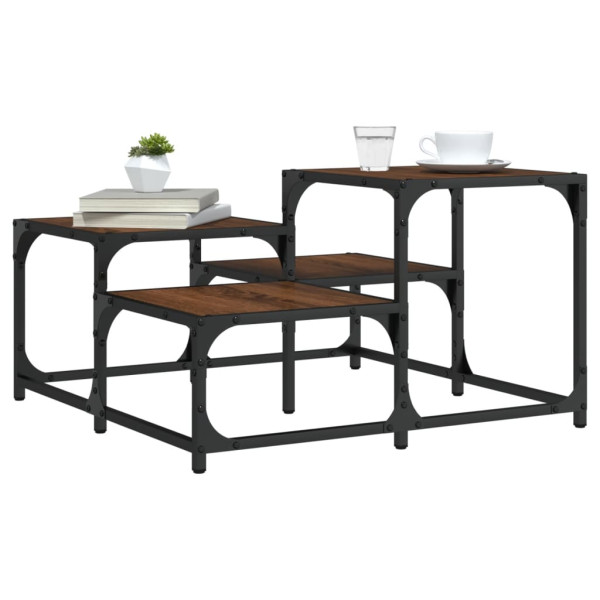 Mesa de centro madera de ingeniería roble marrón 68x68x40 cm D