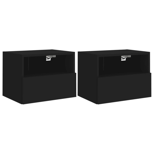 Móveis de parede p/ TV 2 pcs 40x30x30cm derivados madeira preto M 2