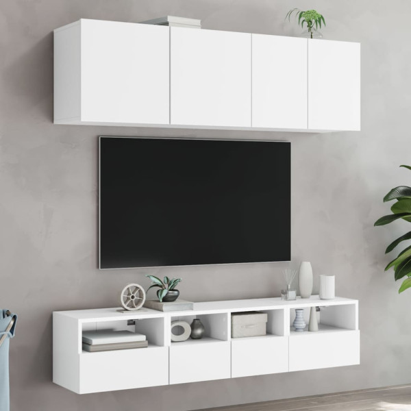 Móveis de parede p/ TV 2pcs 40x30x30cm derivados madeira branco M 4