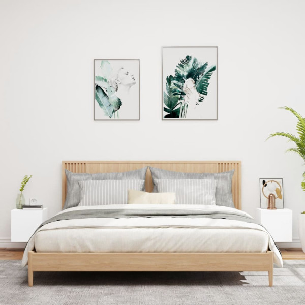 Muebles de TV de pared con luces LED 2 uds blanco 30.5x35x30 cm M 4