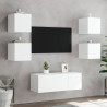 Muebles de TV de pared con luces LED 2 uds blanco 30.5x35x30 cm 5