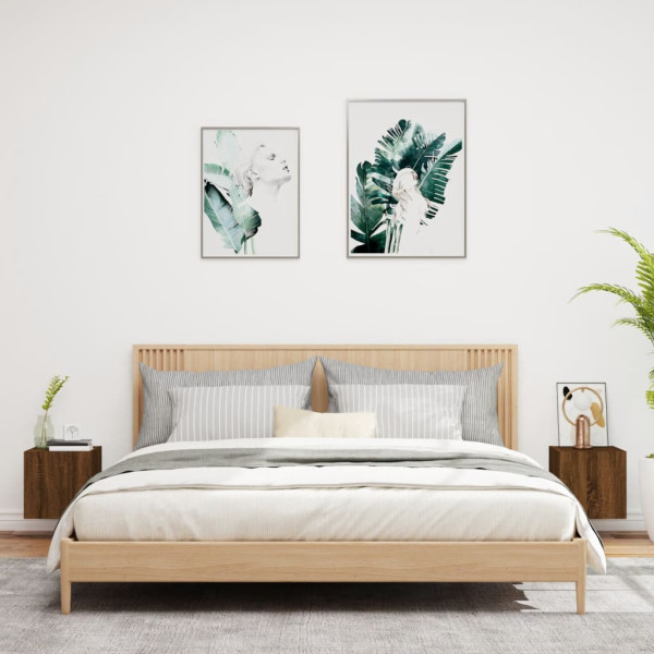 Muebles TV de pared luces LED 2 uds roble marrón 30.5x35x30 cm M 4