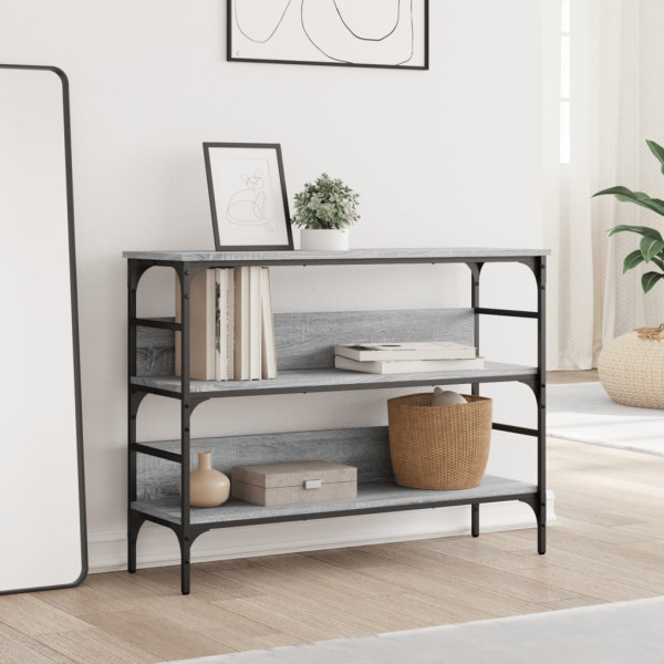 Mesa consola madera de ingeniería gris Sonoma 100x32x75 cm M 3