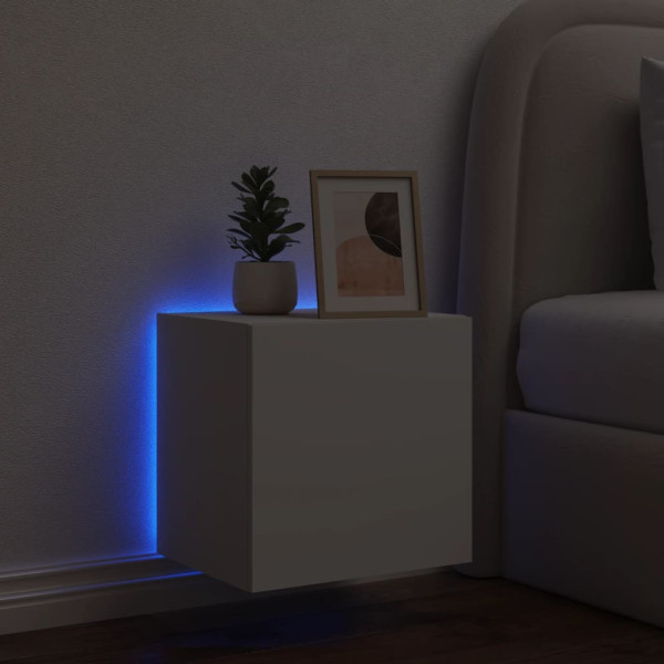 Mueble de TV de pared con luces LED blanco 40.5x35x40 cm M 4