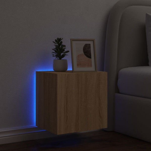 Mueble de TV de pared con luces LED roble Sonoma 40.5x35x40 cm M 4