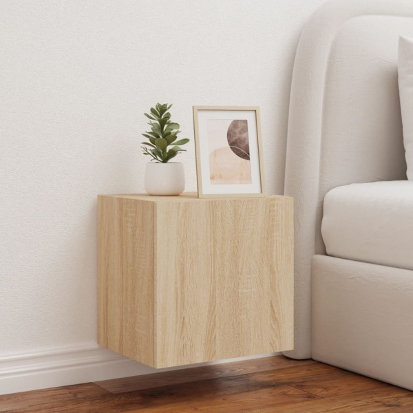 Mueble de TV de pared con luces LED roble Sonoma 40.5x35x40 cm M 5