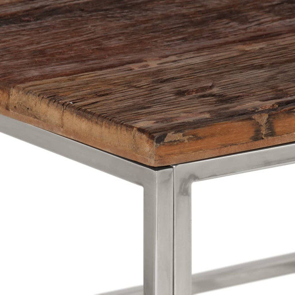 Mesa de centro de acero inoxidable plateado y madera maciza M 5