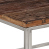 Mesa de centro de acero inoxidable plateado y madera maciza 5