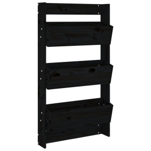 Jardinera de pared 3 niveles madera pino negro 60x18.5x110 cm H