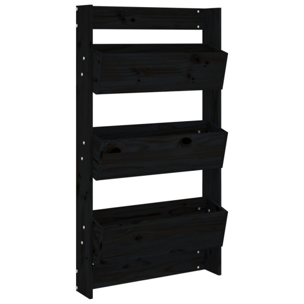 Jardinera de pared 3 niveles madera pino negro 60x18.5x110 cm M 2