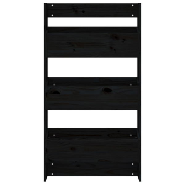 Floreira parede c/ 3 caixas 60x18.5x110cm pinho maciço preto M 4