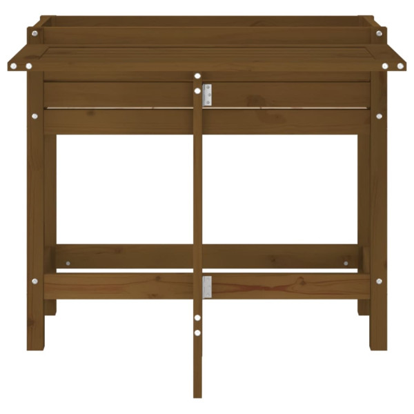 Jardinera con tapa plegable madera maciza de pino marrón miel M 4