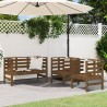 3 pcs conjunto lounge jardim madeira pinho maciça castanho-mel 1