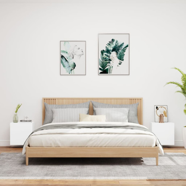 Muebles TV de pared 2 uds madera ingeniería blanco 40.5x30x40cm M 3