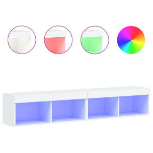 Muebles de TV con luces LED 2 uds blanco 80x30x30 cm H