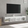Muebles de TV con luces LED 2 uds blanco 80x30x30 cm 5