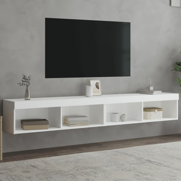 Muebles de TV con luces LED 2 uds blanco 100x30x30 cm D