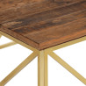 Mesa de centro de acero inoxidable dorado y madera maciza 5