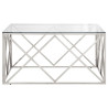 Mesa de centro plateada acero inoxidable y vidrio templado 3
