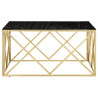 Mesa de centro aço inoxidável e vidro temperado dourado 3