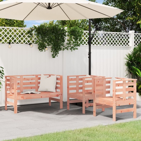 3 pcs conjunto lounge de jardim madeira de douglas maciça D