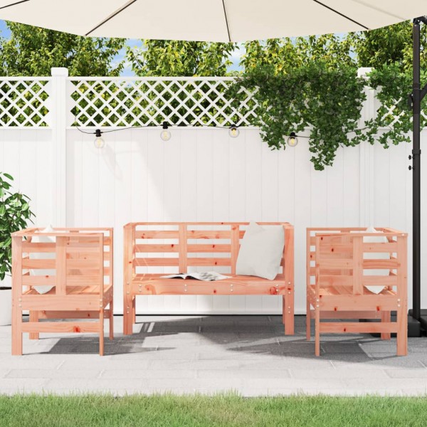 3 pcs conjunto lounge de jardim madeira de douglas maciça M 3